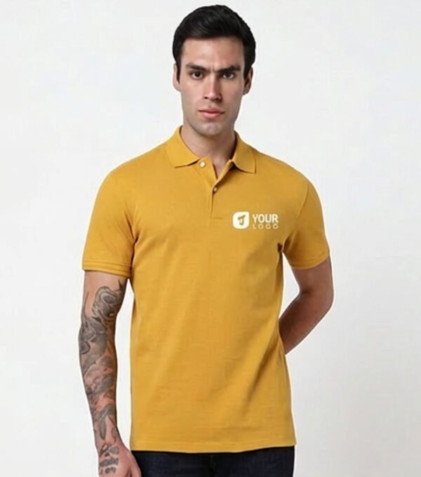 front-selected-homme-yellow-polo-tshirt-custom-logo